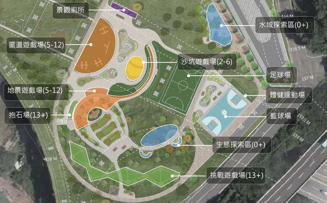 「平鎮運動公園遊戲場景觀改善工程」平面配置圖